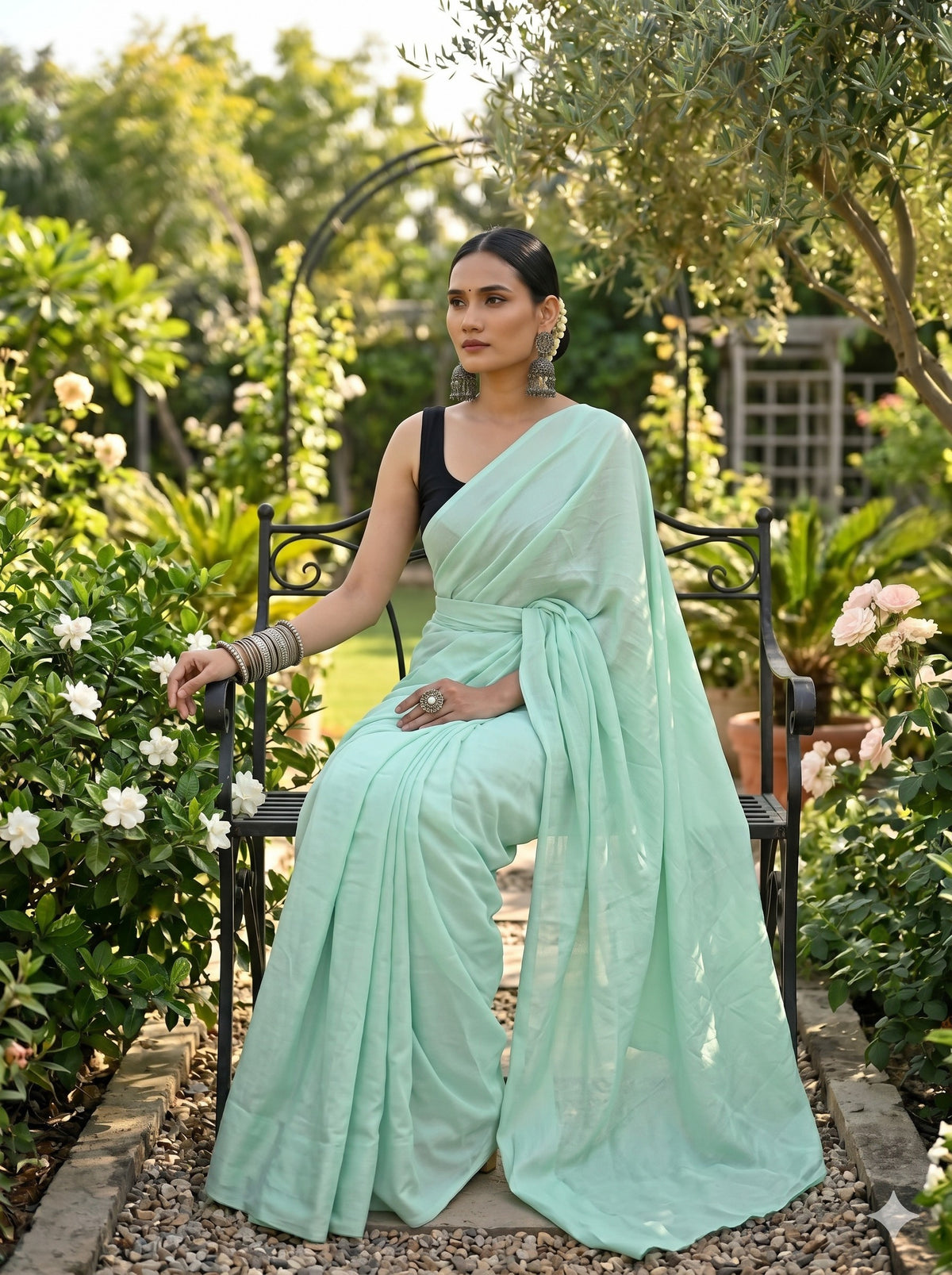 Ethereal Solid Chiffon Ready To Wear Saree