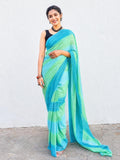 Lightweight Flowy Drape Ombre Striped Saree