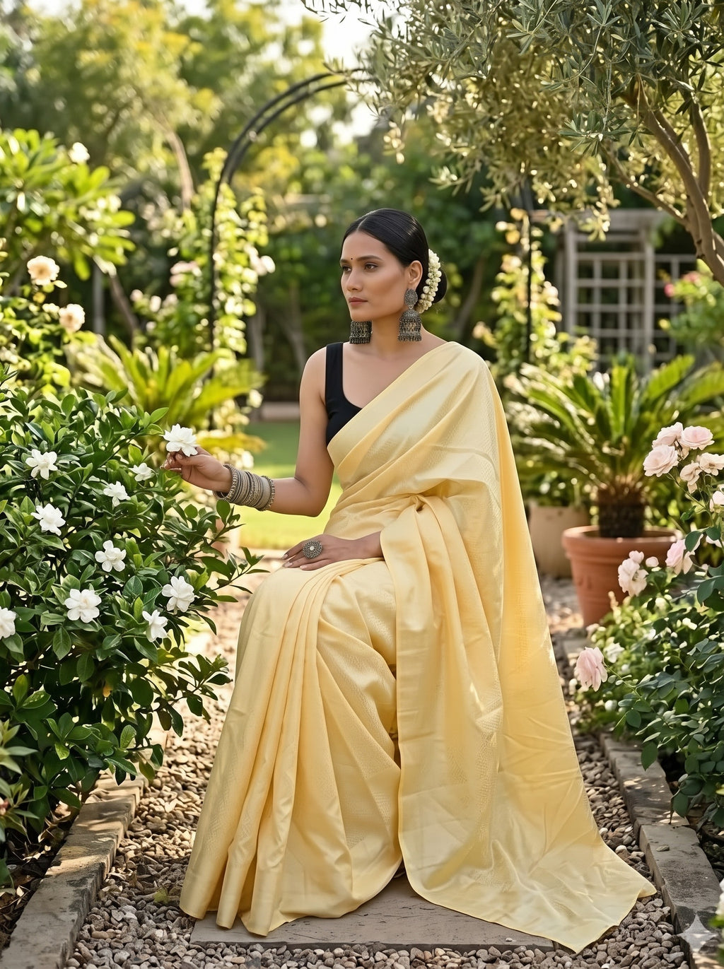 Ethereal Solid Chiffon Ready To Wear Saree