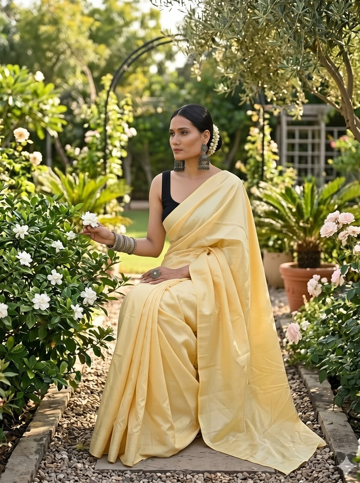 Ethereal Solid Chiffon Ready To Wear Saree