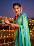 Lightweight Flowy Drape Ombre Striped Saree